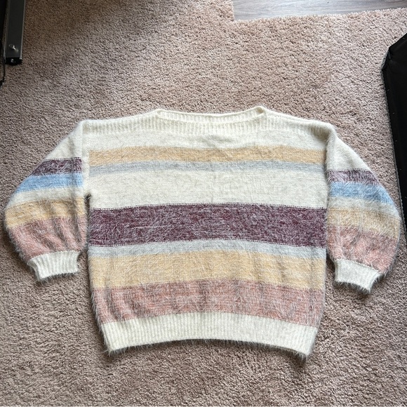 Lumiere Gentle Fawn Cozy Ivory Multicolor Striped Hilda Sweater Size Large - Picture 3 of 12